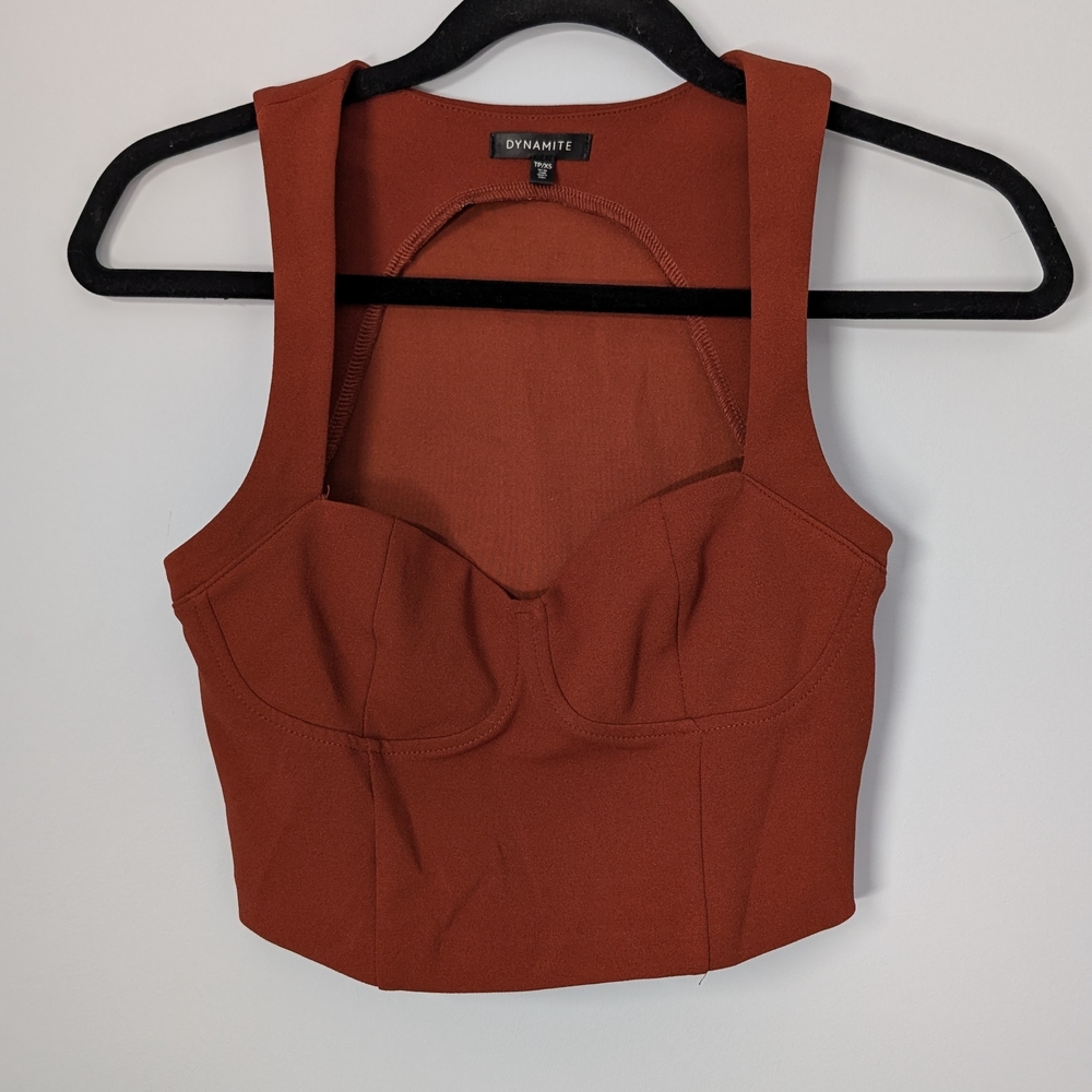 Dynamite Orange and Brown Stylish Crop Top